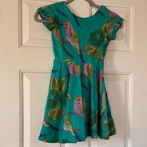 Tea Collection Teal Bird & Floral Print Dress